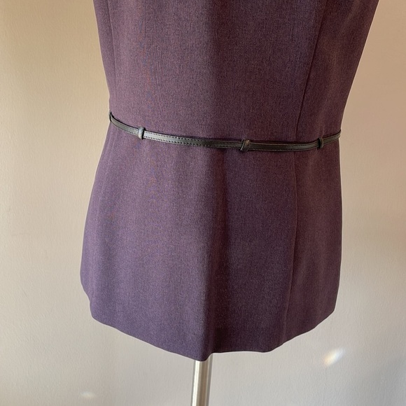 Fashion Bug NEW belted notch collar hiddenbutton up VEST eggplant color career 8 - Picture 5 of 14